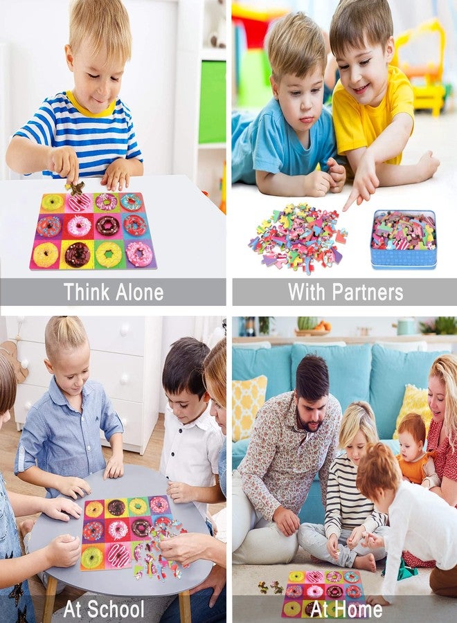 LELEMON Puzzles for Kids Ages 4-8,Donut Puzzle 100 Piece Puzzles for Kids Ages 4-6 in a Metal Box,Educational Jigsaw Puzzles 100 Piece Puzzle Games Toys for Girls and Boys - Image 4